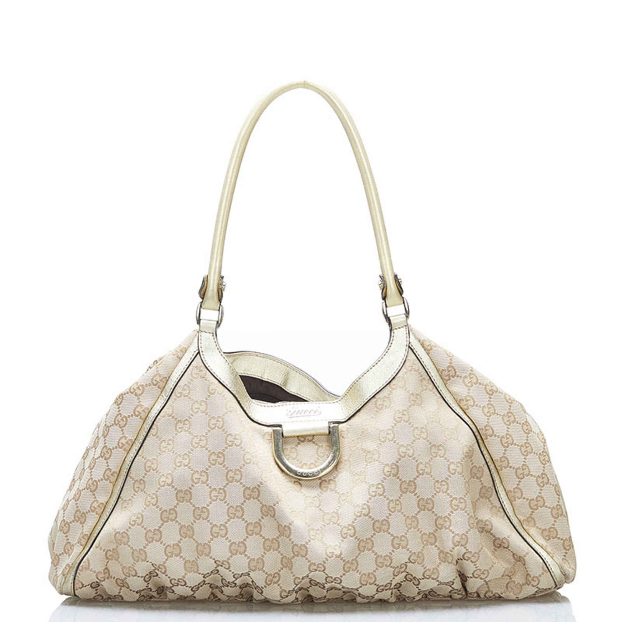 Gucci Gg Canvas Abbey Shoulder Bag Tote 189835 Beige Leather Ladies